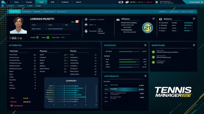 второй скриншот из Tennis Manager 2021