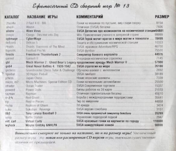 Ежемесячный CD-сборник игр №13 / Сборник хитовых игр. 13 выпуск Ежемесячный CD-сборник игр №13 / Сборник хитовых игр. 13 выпуск