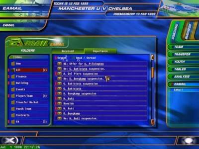 второй скриншот из The F.A. Premier League Football Manager 99