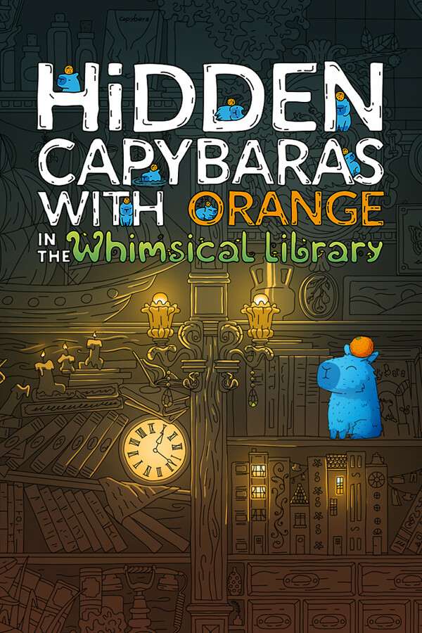 Hidden Capybaras with Orange in the Whimsical Library Hidden Capybaras with Orange in the Whimsical Library